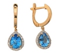 Серьги с бриллиантом и топазом KE05-55170-76BQ-R 2009 г инфо 4709r.