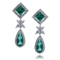 Серьги Серебро 925 изумрудн кварц, циркон 025 352 01 21-03186 2010 г инфо 7488r.