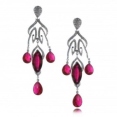 Серьги Серебро 925 рубин синт, циркон 025 352 01 21lsk-00007 2010 г инфо 7732r.