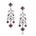 Серьги Серебро 925 рубин синт, циркон 025 352 01 21sp-00135 2010 г инфо 7734r.