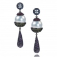Серьги Серебро 925 жемч синт циркон 025 352 01 21-03208 2010 г инфо 7762r.