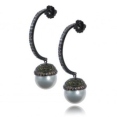 Серьги Серебро 925 жемч синт, циркон 025 352 01 21-03190 2010 г инфо 7766r.