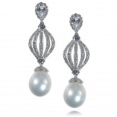 Серьги Серебро 925 жемч синт, циркон 025 352 01 21ls-00027 2010 г инфо 7769r.